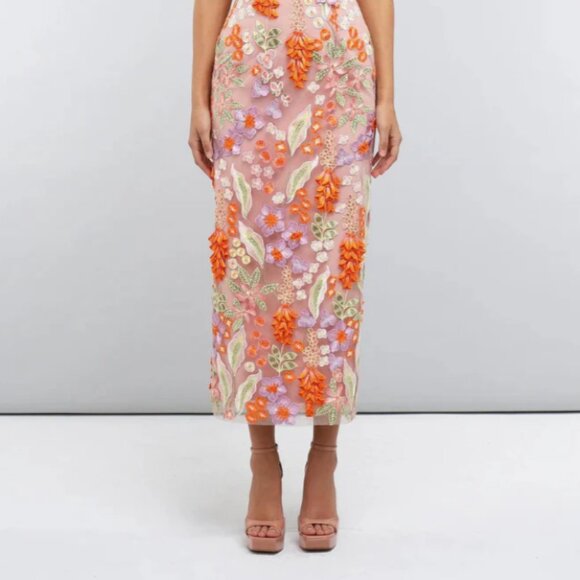 HELSI Gemma Floral Embroidered Midi Dress - Orange and Pink. NWT. - Picture 7 of 13